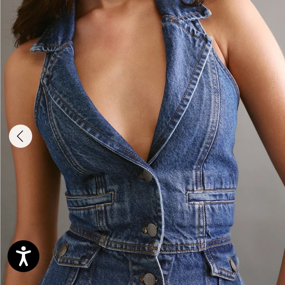 Nasty Gal Blue Denim Button-Front Overall Dress - Picture 3 of 7